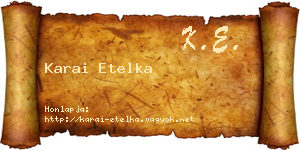 Karai Etelka névjegykártya